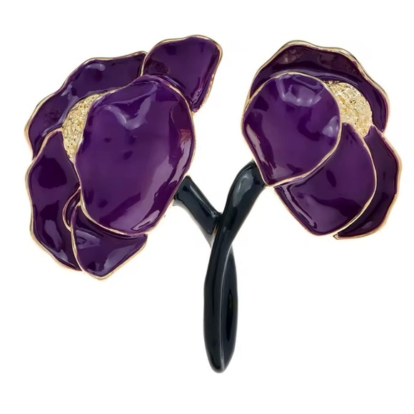 Elegant Purple and Gold Floral Brooch NEW - Picture 1 of 6
